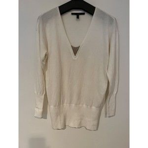 White House Black Market Ball Chain V-Neck Tunic  Sweater Small